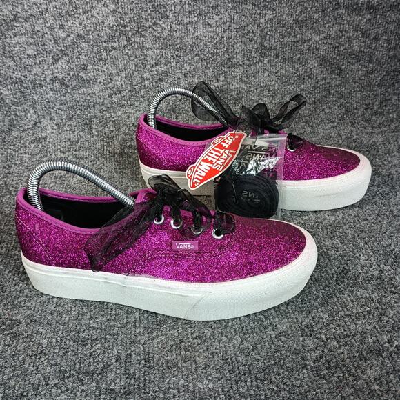 Vans Authentic Platform 2.0 Shoe Glitter Women Size 8 Pink Wild Aster Sparkle - Picture 1 of 11